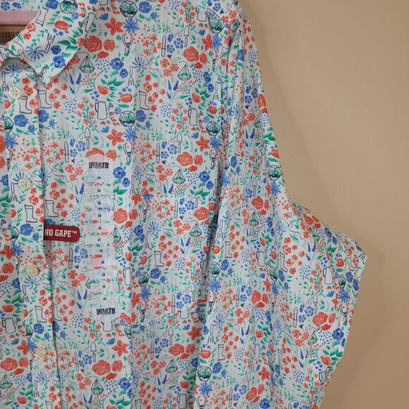 Duluth Wrinklefighter Button Up Shirt in Gardener Floral Plus Size 4X - Picture 3 of 9